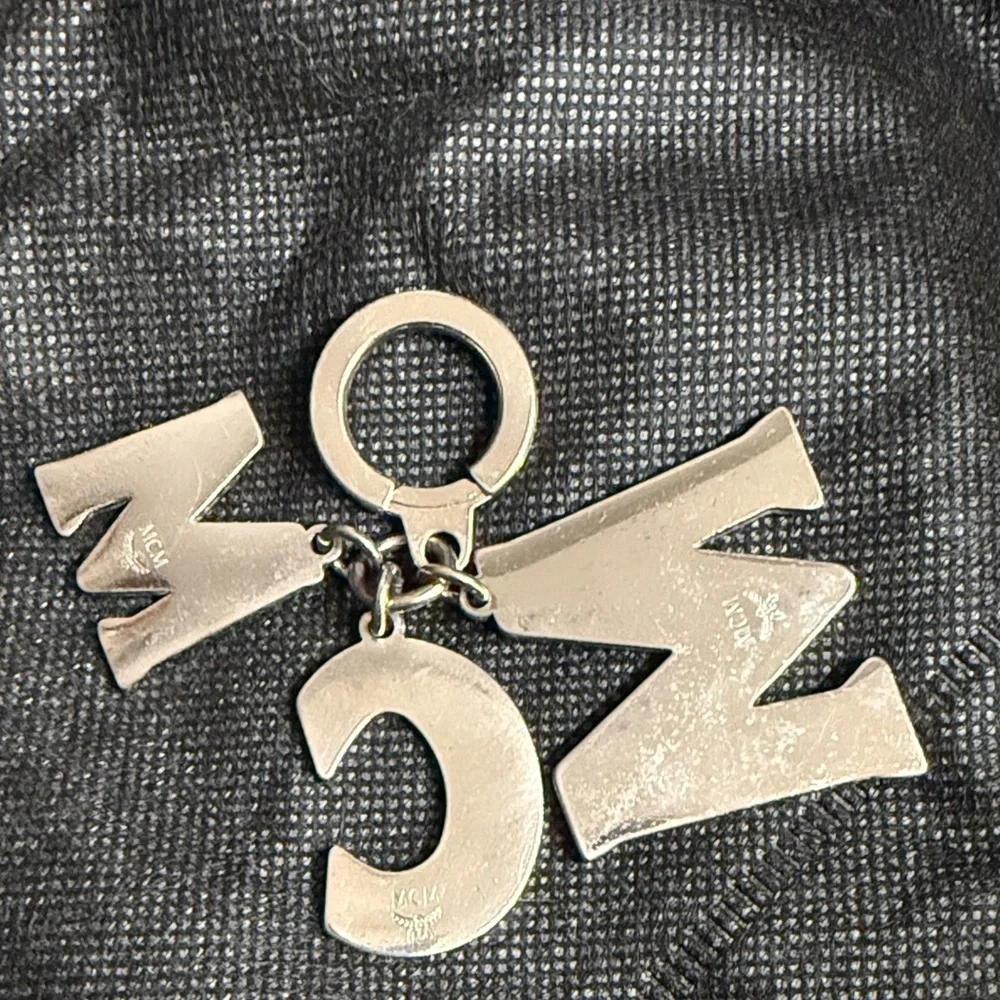 MCM Olive Green Tangerine and Silver Bag Charm Key Holder